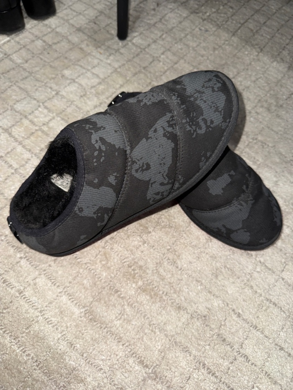 Sorel Black and Gray Quilted Slip-On Slippers
